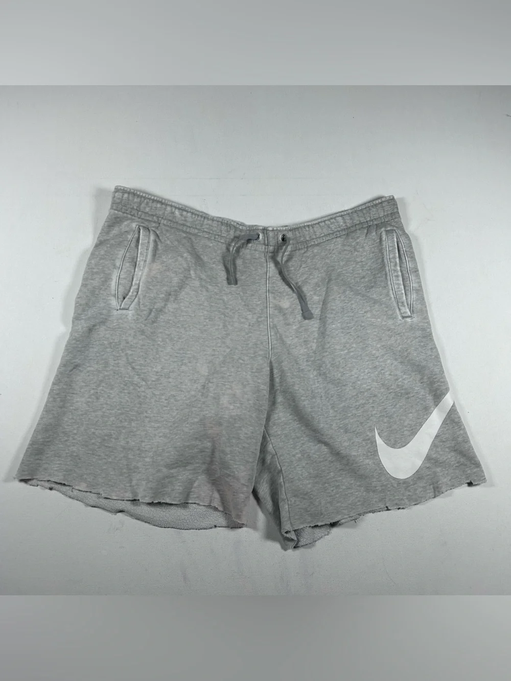 Vintage Nike Sweat Shorts Mens Large 40 Waist Gray Distressed Bleached Grunge